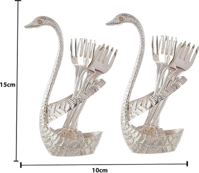 shiv ALASKA Cute Swan Shape Coffee Dessert Fork Holder Kitchen Utensil Rest Tableware Decorative Showpiece  -  15 cm(Silver, Silver)