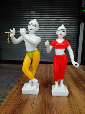 ARBUDA HANDICRAFTS Iskon Radha Krishna Statue Decorative Showpiece  -  30 cm(Marble, Multicolor)