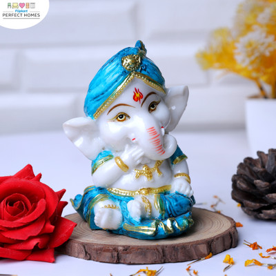 Flipkart Perfect Homes God Shri Ganesh Statue Lord Ganesha Idol Bhagwan Ganpati Decorative Showpiece  -  10 cm(Marble, Blue)