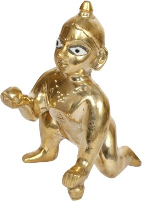 Banaras Box Laddu Gopal Gold Metal Idol/Bal Gopal/Thakur Ji Murti Decorative Showpiece  -  5 cm(Brass, Gold)