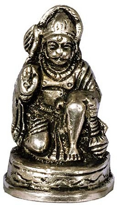 Jagyash Lord Hanuman Idol 7 cm Religious Idol & Figurine Brass metal Silver colour Decorative Showpiece  -  7 cm(Brass, Silver)