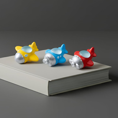 Ascension Set of 3 Miniature Airplane Showpiece Decorative Showpiece  -  3 cm(Resin, Multicolor)
