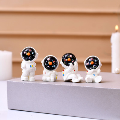 Flipkart Perfect Homes Astronaut Miniature Decorative Showpiece Set of 4 for Home Decor Decorative Showpiece  -  4 cm(Polyresin, White)