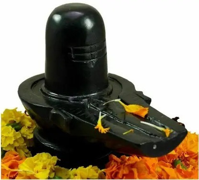 LAKHI HANDICRAFT Small Shivling for Home Temple and Office Decorative Showpiece  -  5 cm(Marble, Black)