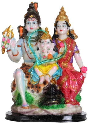 mithu Mahadev Family Statue Decorative Showpiece  -  15 cm(Marble, Multicolor)