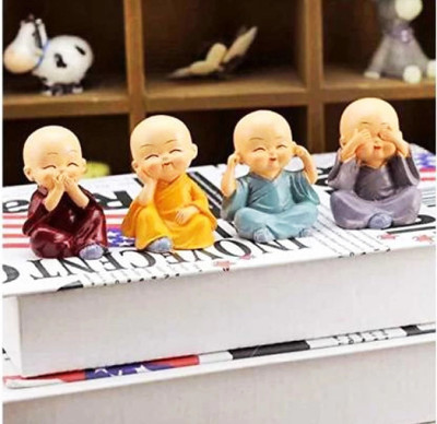 GRACIE COLLECTION GRACIE COLLECTION ORIGINAL LITTLE BABY MONK- SET OF 4 MONK SET WITH BOX PACKING Decorative Showpiece  -  6.5 cm(Polyresin, Multicolor)