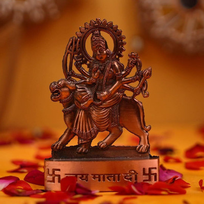 SBBCO Maa Durga Metal Idol / Maa Ambe Murti Navratre Special Decorative Showpiece  -  12 cm(Metal, Brown)