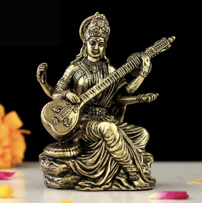 Aksharveda Decorative Showpiece  -  5 cm(Brass, Gold)