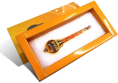 Uniqon Hamuman/Bajrangbali Jai Shreem Ram Yantra Sota/Ghota/Gada for Positive Vibes Decorative Showpiece  -  10 cm(Metal, Gold)