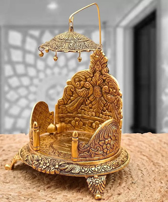 sanskaari Singhasan for Laddu Gopal/Bal Gopal Singhasan 0 Or 1 No Metal Home Temple Decorative Showpiece  -  18 cm(Brass, Gold)