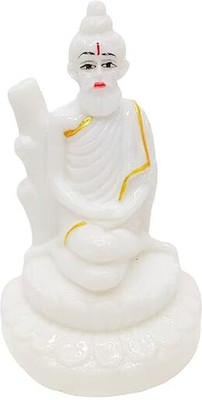 Karukrit collections Lokenath Baba Statue Idol Seating in Lotus Hand made Decorative Showpiece  -  12 cm(Polyresin, White)