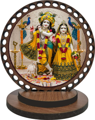 DECOCRU Radha Krishna Car Dashboard, Home Decorative Showpiece  -  8.382 cm(Wood, Multicolor)