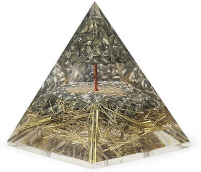 Dhvani Orgonite Pyramid with Pyrite stone tree. Decorative Showpiece  -  9 cm(Stone, Multicolor)