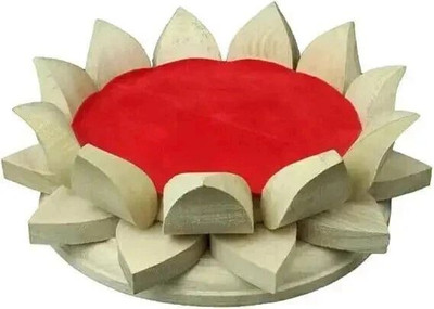 SHREE VISHVAKARMA Wooden Lotus Kamal Aasan Pooja Room Art Design for Mandir Decorative Showpiece Decorative Showpiece  -  6 cm(Wood, Brown)