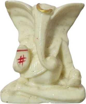 Parv Creations Ganesh ji statue, Murti for pooja and car dashboard Decorative Showpiece  -  4 cm(Polyresin, White)