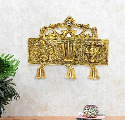 oyssta Tirupati Balaji Shankh Chakra Tilak Hanuman ji Symbol Hanging Shnkh Chakra Namah Decorative Showpiece  -  16 cm(Metal, Gold)