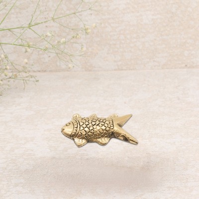 Rolimoli Brass Animal Fish Sculpture Statue Handcrafted Idol (Size : 5cm Length) Decorative Showpiece  -  0.5 cm(Brass, Gold)