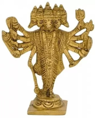 SHRI ASTHA VINAYAK Shri Panchmukhi Hanuman bajrang Bali Idol Balaji 10 cm Religious Idol & Figurine Decorative Showpiece  -  10 cm(Metal, Gold)