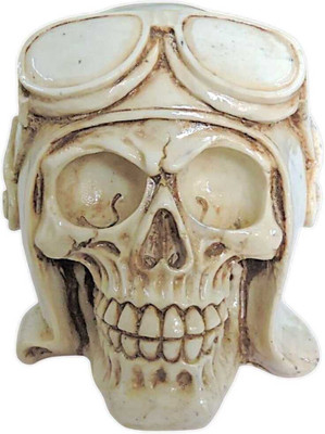 SBT SBT SKULL STATUE DECORATIVE SHOWPIECE FOR HOME, OFFICE, BAR, RESTAURANTS. Decorative Showpiece  -  12 cm(Resin, Beige)