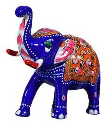 ANSH OUTLET Attractive Hand Painted Blue Elephant Statue For Home & Office Decoration Decorative Showpiece  -  10 cm(Plastic, Blue)