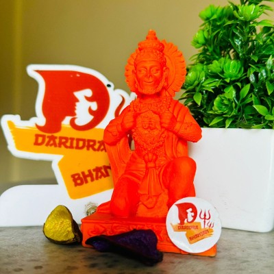 DARIDRA BHANJAN Shri Balaji Sarkar Made Siddh Shri Hanuman Idol Marble Bajrang Bali Idol Decorative Showpiece  -  10 cm(Resin, Orange)