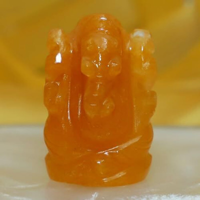 Crystal Divine Citrine Crystal Pocket Ganesha Idol for Home Decor Items & Decorative Items Decorative Showpiece  -  3.3 cm(Crystal, Yellow)