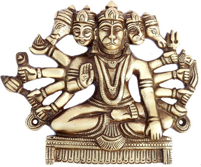 SUSAJJIT DECOR Panchmukhi Hanuman wall hanging religious wall plate for your door décor Decorative Showpiece  -  15 cm(Brass, Brown)
