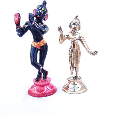 Shri Hari Traders Brass Pital Radha Krishna Yugal Jodi Murti Decorative Showpiece  -  10 cm(Brass, Multicolor)
