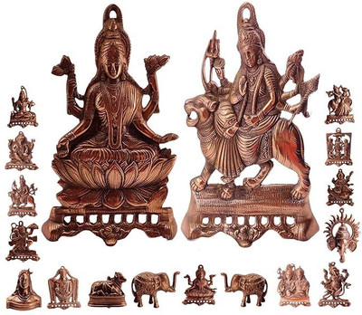 sai praseeda Black Metal Goddess Lakshmi & Durga Maa Idols_Pack of 2 Decorative Showpiece  -  18 cm(Metal, Brown)