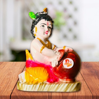 DARIDRA BHANJAN Shri Krishna Murti Kanha ji / Laddu Gopal Thakur Ji Sitting Krishna Ji Decorative Showpiece  -  18 cm(Marble, Multicolor)