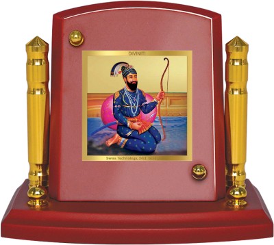 DIVINITI 24K Gold Plated Guru Gobind Singh Photo Frame For Car Dashboard, Home Décor Decorative Showpiece  -  7 cm(Gold Plated, Multicolor)
