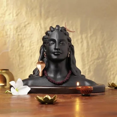 Adiyogi Statue Poly Resin Aadi Yogi Shiva Statue Decorative Showpiece  -  5 cm(Polyresin, Black)