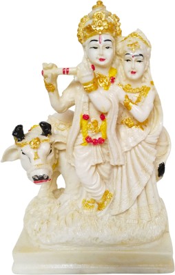 HUBZONES Antique Finish Lord Radha Krishna Love Couple Statue Hindu God Makhan chor Decorative Showpiece  -  23 cm(Polyresin, Multicolor)