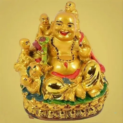 shree krishana traders BUDDHA WITH FAMILY Decorative Showpiece  -  10 cm(Resin, Gold)
