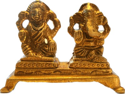 VISHNU Pure Brass Goddess Laxmi And Lord Ganesh ji Premium Quality Weigt (270 g) Decorative Showpiece  -  6 cm(Brass, Gold)