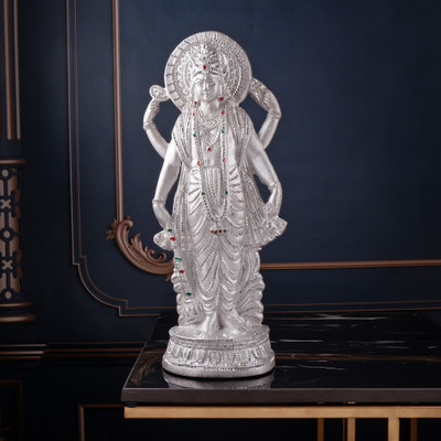 Jagyash Lord Vishnu Idol 40 cm Religious Idol & Figurine Aluminium Silver Decorative Showpiece  -  40 cm(Aluminium, Silver)