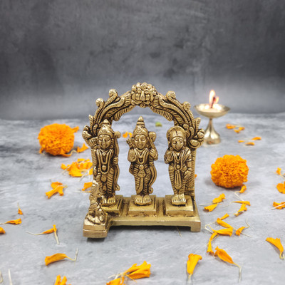 RAMCHANDRA RAM DARBAR Decorative Showpiece  -  10 cm(Brass, Gold)