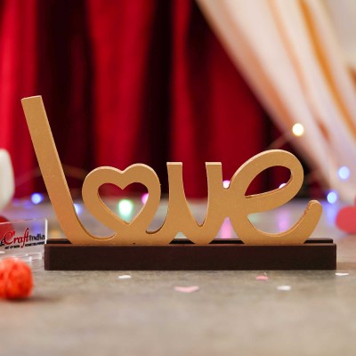 eCraftIndia Love Sign Decorative Showpiece with Base | Anniversary Valentine Gift Decorative Showpiece  -  12 cm(Wood, Brown)