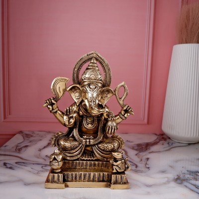 Jagyash Ganesha God Idol 26 cm Religious Idol & Figurine Brass Yellow Decorative Showpiece  -  26 cm(Brass, Yellow)