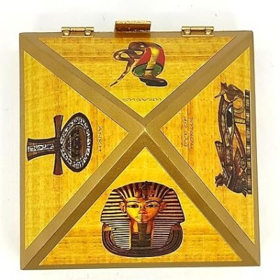 GaiaGems Wooden Vastu Pyramid Wish Reiki Cash Box Decorative Showpiece  -  10 cm(Crystal, Yellow)