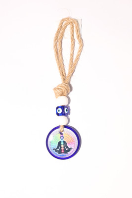BHAGYA G Seven Chakra Meditation Evil Eye Hanging-Home Ofiice Protection Good Luck Charm Decorative Showpiece  -  5 cm(Glass, Blue)
