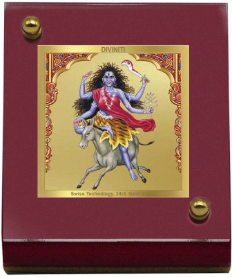 DIVINITI 24K Gold Plated Kaalratri Mata Photo Frame For Car Dashboard, Home Decor, Table Decorative Showpiece  -  7 cm(Gold Plated, Multicolor)