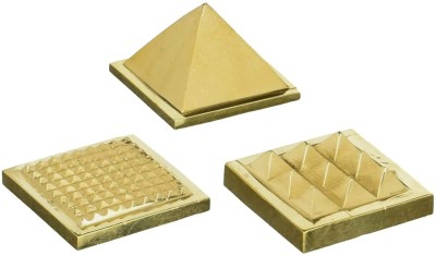 Shivalays Vastu Pyramid (Set of Three) 3 Layer Metal Pyramid for Home & Office Decorative Showpiece  -  3 cm(Brass, Gold)