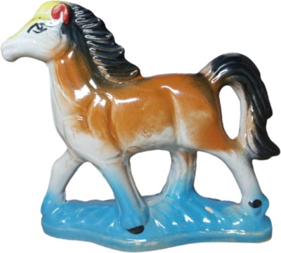 Balaji Tradings Horse Statue Idol for Home &Office Décor| Handmade FengShui Showpiece for Vastu Decorative Showpiece  -  13.5 cm(Ceramic, Brown)