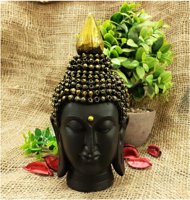 Spreading Smiles gautam buddha face statue for home decor big size murti buddha showpiece idols Decorative Showpiece  -  18 cm(Polyresin, Black)