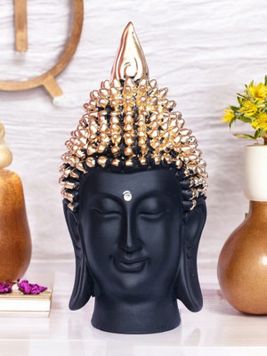 VIVARS CRAFT Handcrafted Buddha Head Statue - Decorative Buddha Idol Decorative Showpiece  -  29 cm(Polyresin, Black)
