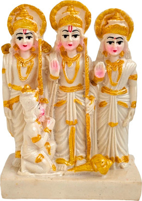 Cozzy Dera Ram Darbar Statue,Idol, Hanuman Murti, Office, Gifted statue) Decorative Showpiece  -  15 cm(Marble, White, Gold)