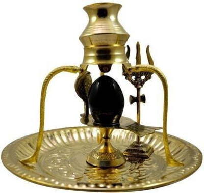 SBBCO Divine Edge Shivam Aura – Sacred Shivling for Home & Mandir Decorative Showpiece  -  12 cm(Brass, Gold)