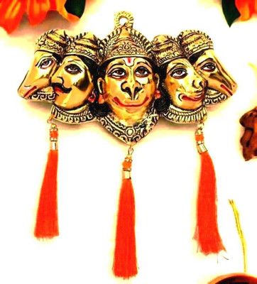 Pearl Handicraft Santi Panchmukhi Hanuman Wall Showpiece for Home & Temple Decorative Showpiece  -  4 cm(Aluminium, Gold Plated, Gold)