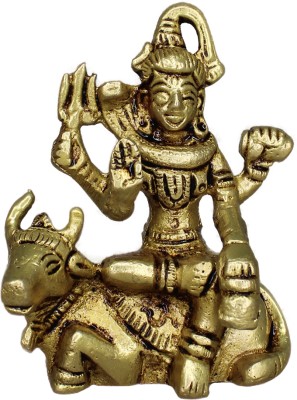 vinayakmoorti Shiv Ashtadhatu Murti Brass Shiva Statue With Nandi Bholenath Idol Home Mandir Decorative Showpiece  -  8 cm(Brass, Gold)